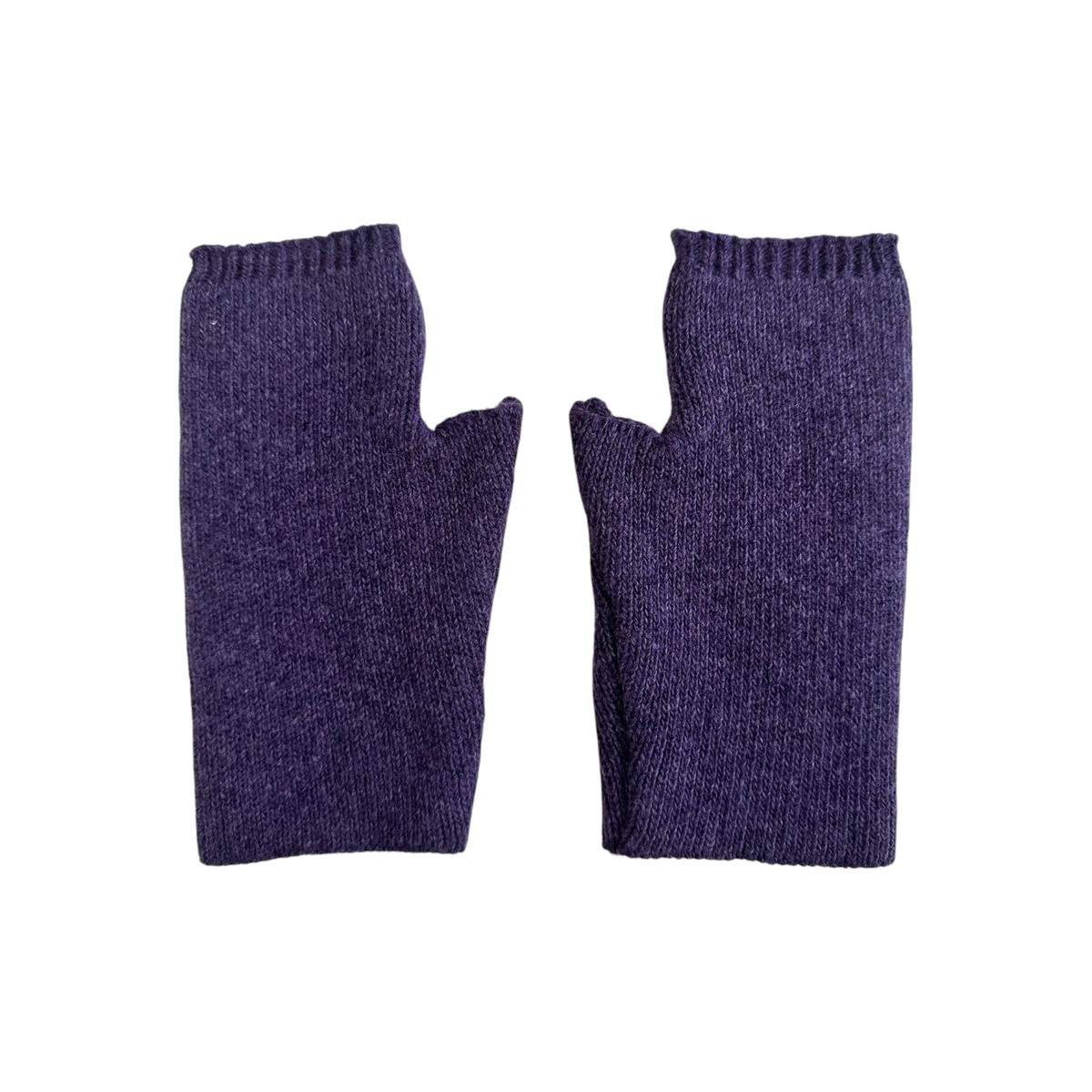 Guanti senza dita Fanatikerie in maglia viola a tinta unita con polsini elasticizzati
