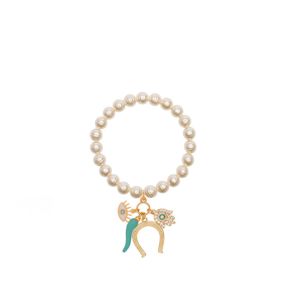 BRACCIALE ELASTICO CON PERLE E VARI CIONDOLI MAGIC