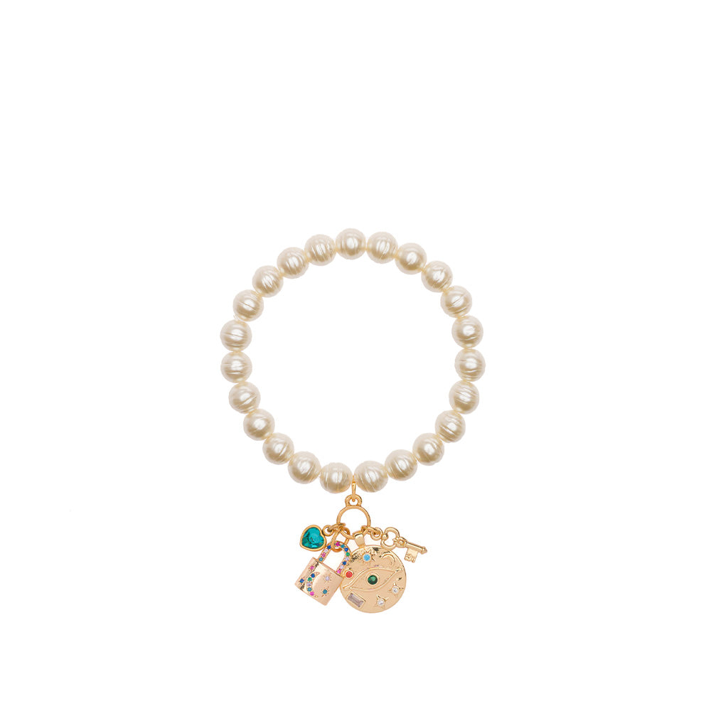 BRACCIALE ELASTICO CON PERLE E VARI CIONDOLI MAGIC