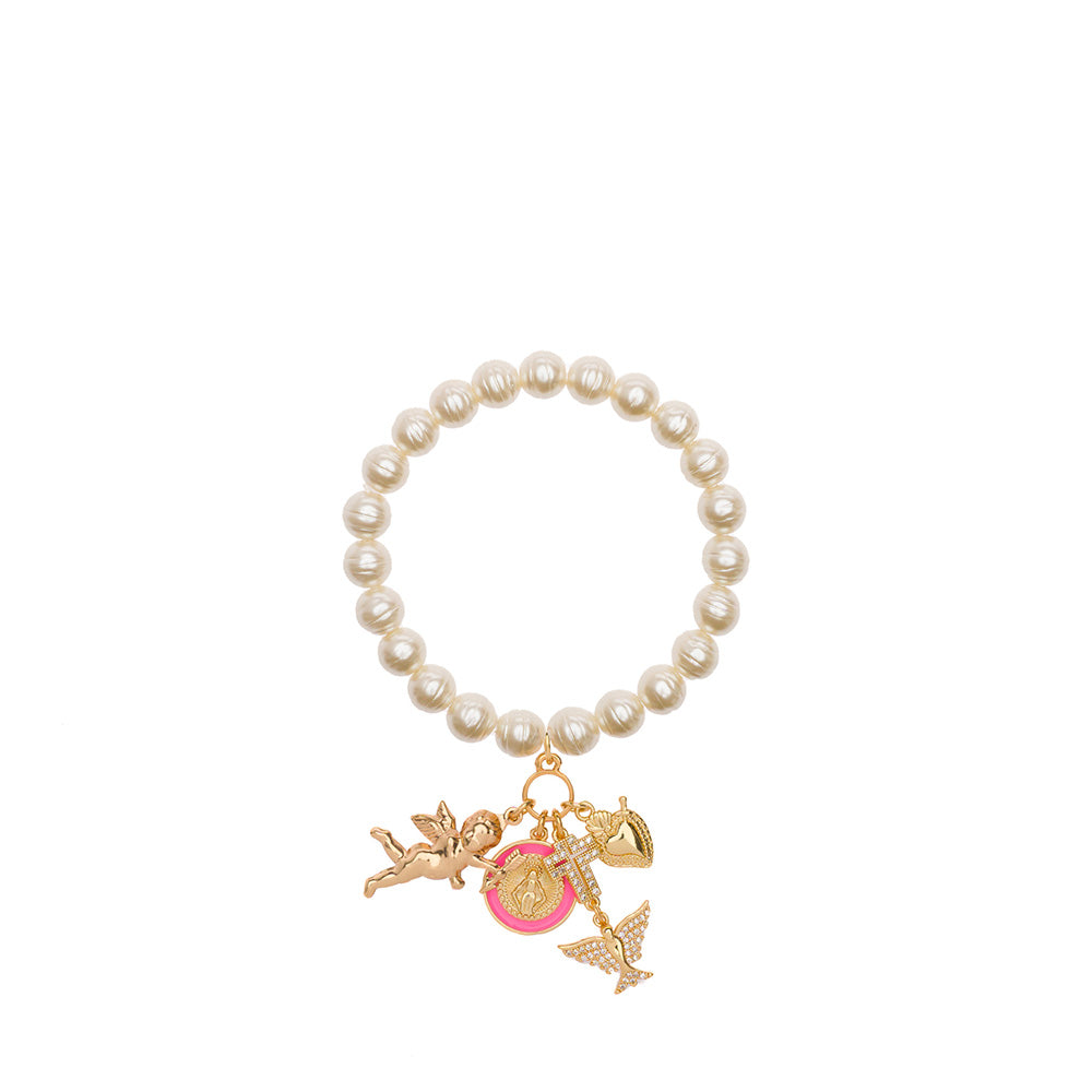 BRACCIALE ELASTICO CON PERLE E VARI CIONDOLI MAGIC