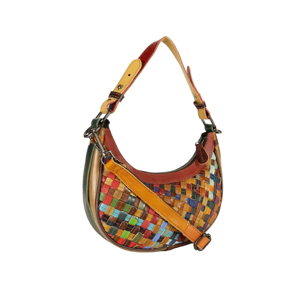 BORSA A SPALLA INTRECCIATA MULTICOLOR CON TRACOLLA