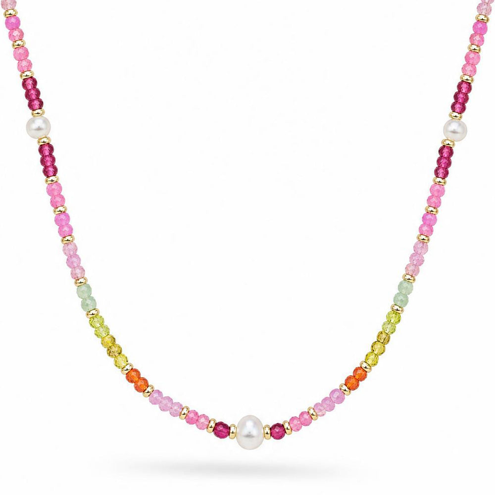 COLLANA A GIROCOLLO CON CRISTALLI E PERLA CENTRALE