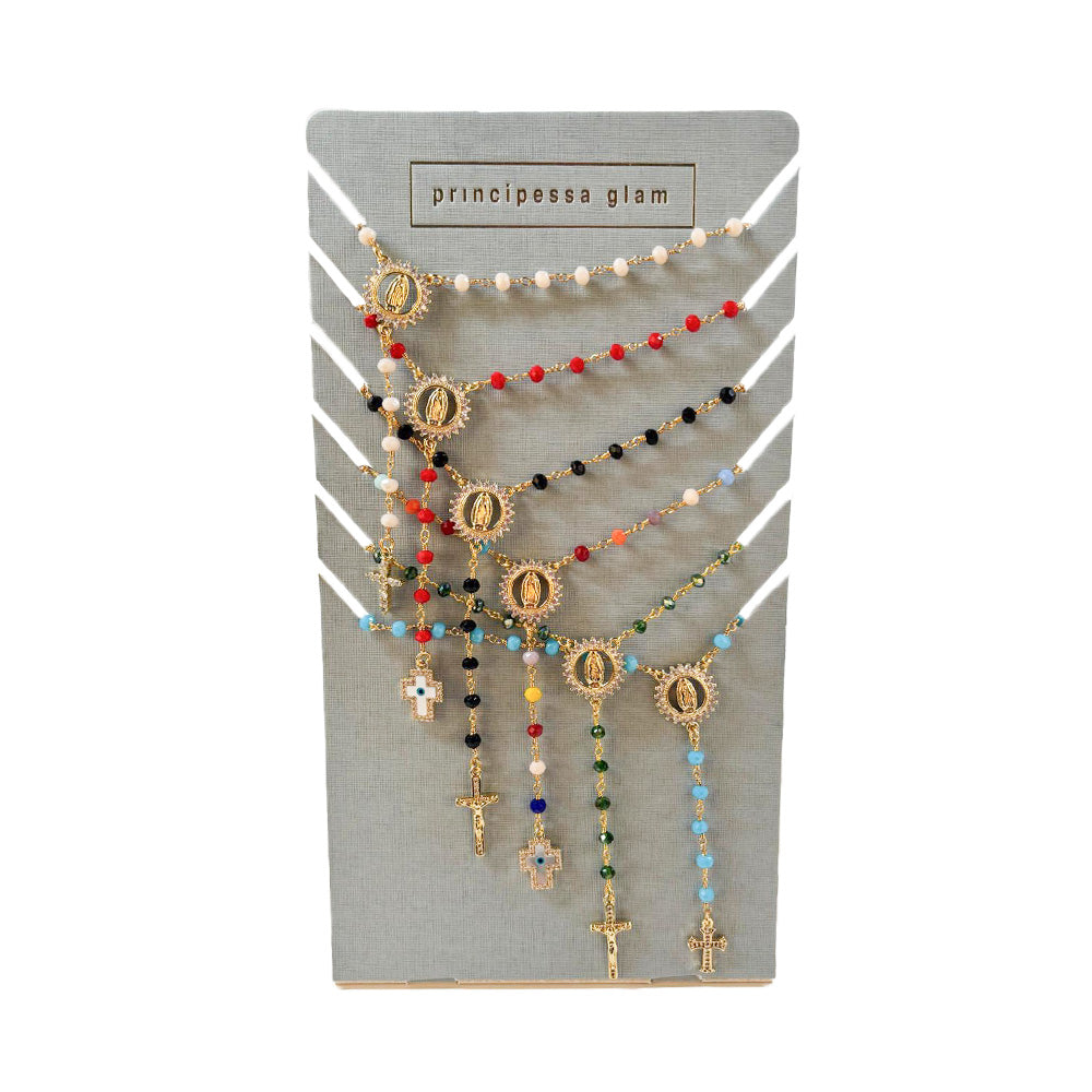 COLLANA GIROCOLLO ROSARIO HOLY MARY CON MADONNA