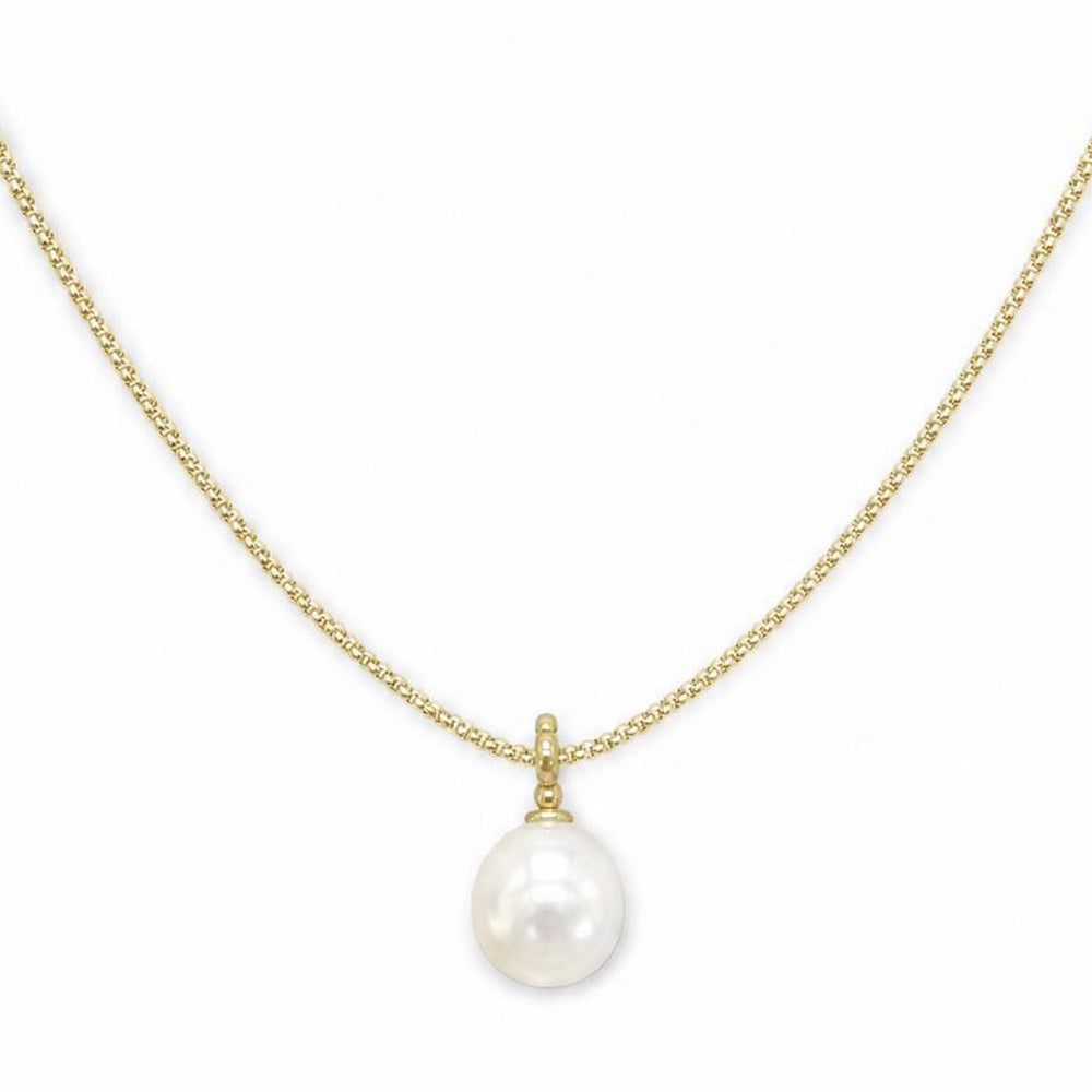 COLLANA A GIROCOLLO CON FILO BRILLANTE E PERLA PENDENTE