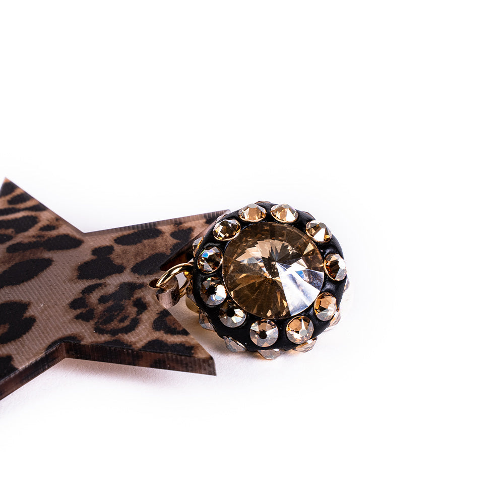 SPOTTED STAR DANGLING EARRINGS ON CLIP-ON CLOSURE