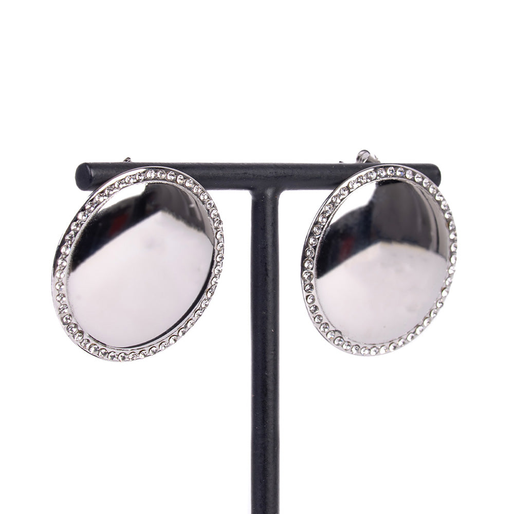 ORECCHINI A LOBO ROTONDI CON STRASS AI LATI