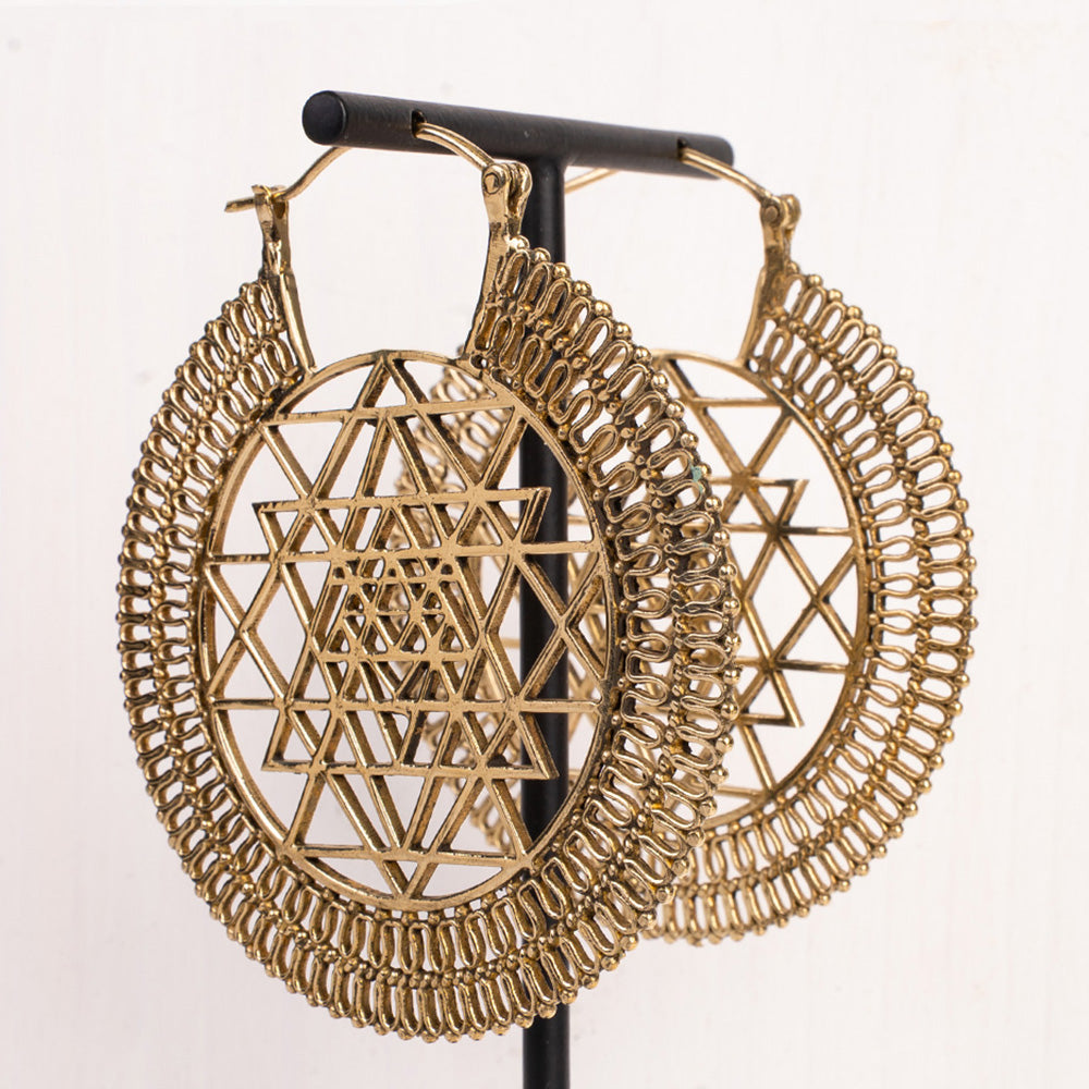 ORECCHINI CERCHIO MANDALA MOTIVO GEOMETRICO