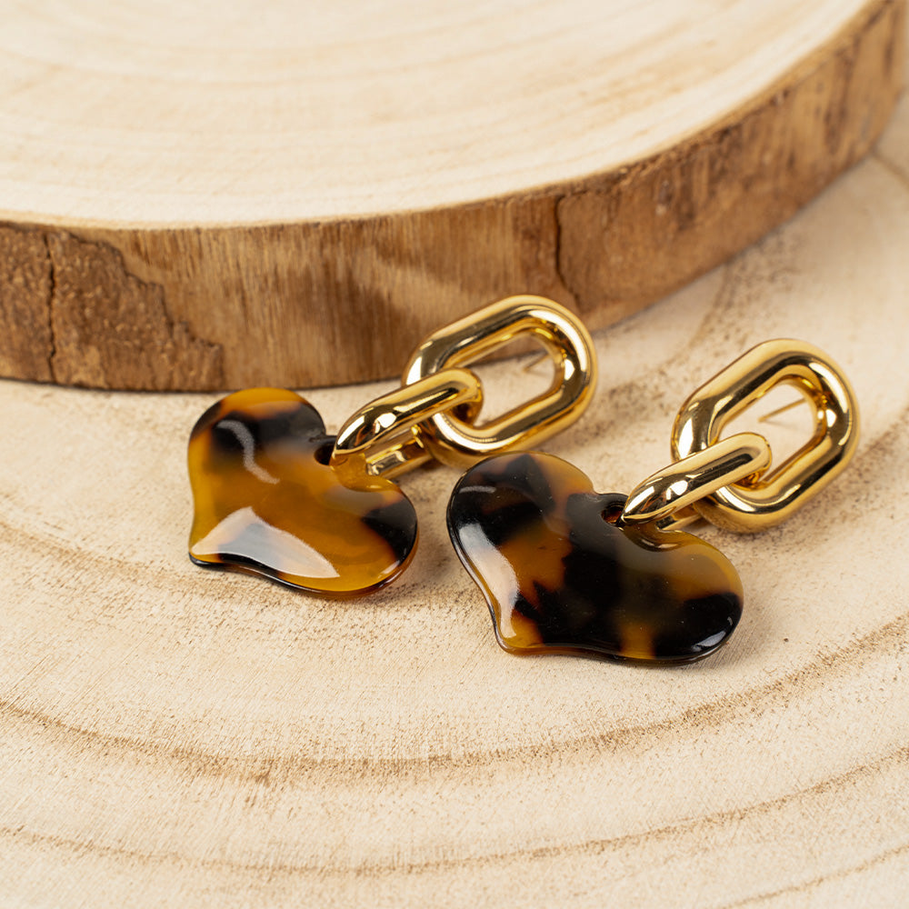 ORECCHINI PENDENTI CON CATENA E CUORE