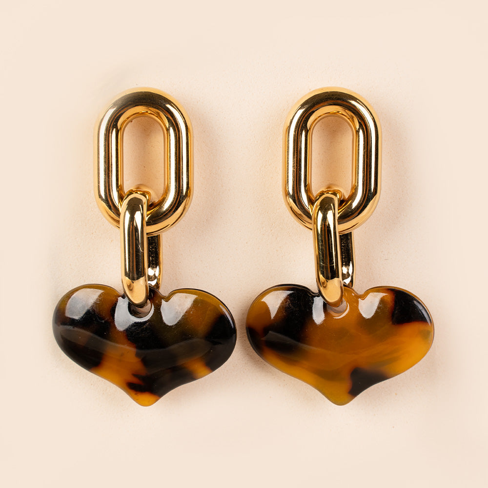 ORECCHINI PENDENTI CON CATENA E CUORE