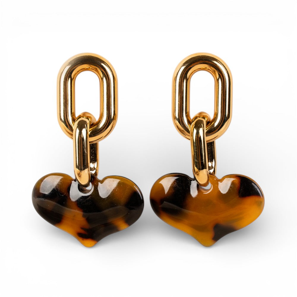 ORECCHINI PENDENTI CON CATENA E CUORE