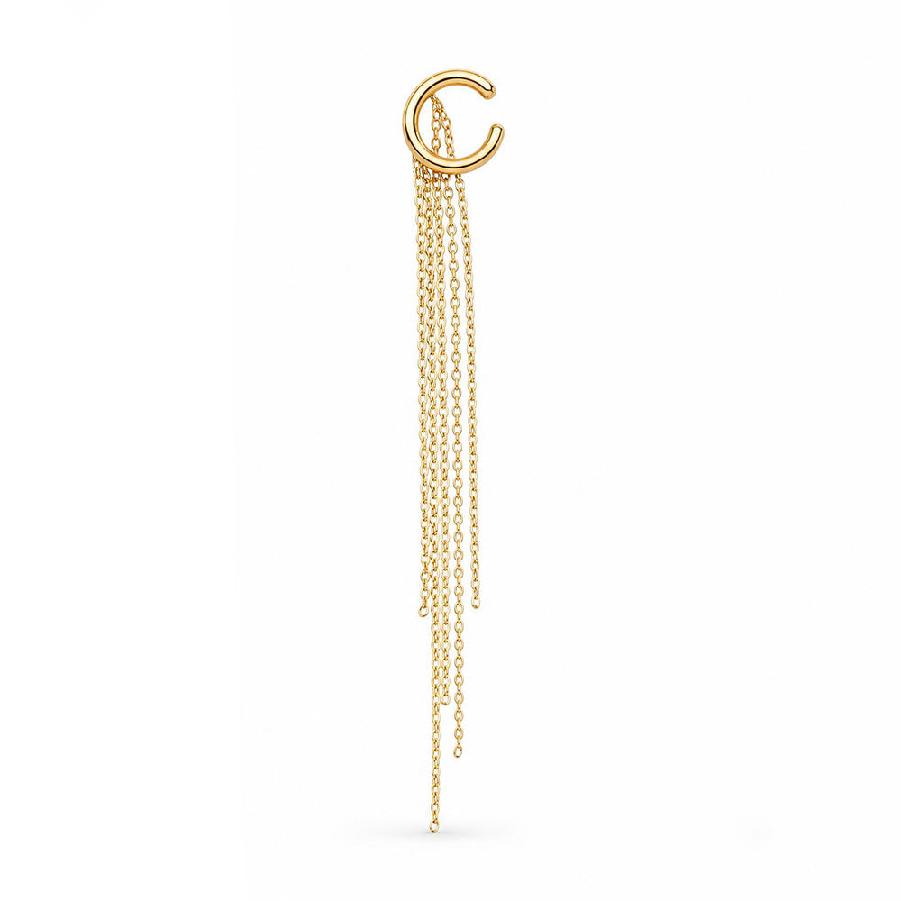 ORECCHINI EARCUFF CON CATENE FINE PENDENTI