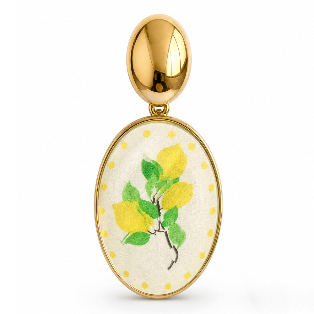 ORECCHINI PENDENTI CON LIMONI CU CIONDOLO OVALE