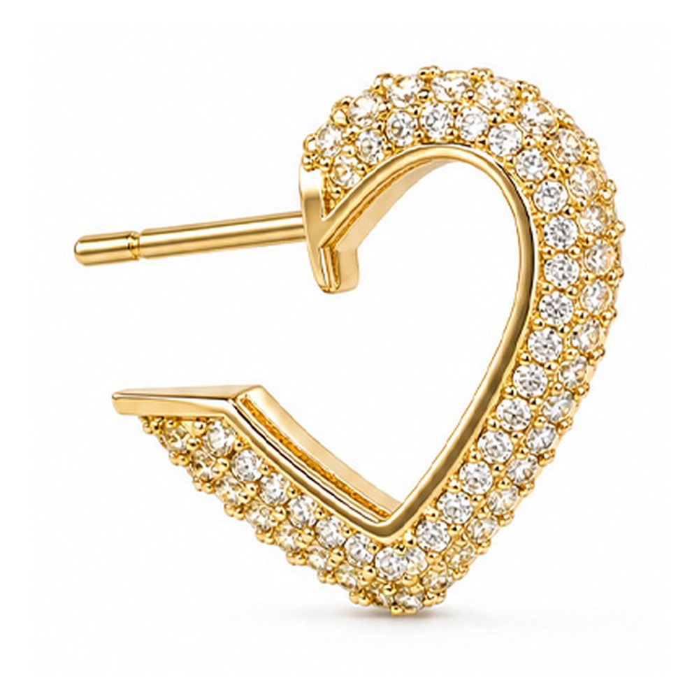 ORECCHINI A FORMA DI CUORE CON STRASS IN METALLO