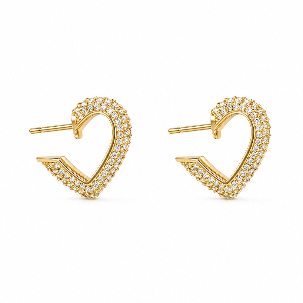 ORECCHINI A FORMA DI CUORE CON STRASS IN METALLO