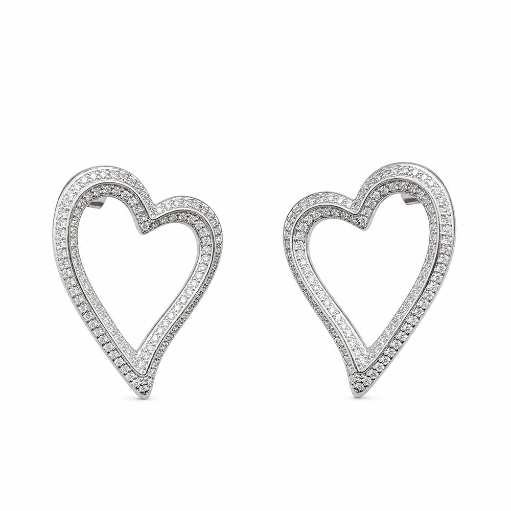 ORECCHINI PENDENTI DALLA FORMA A CUORE CON STRASS