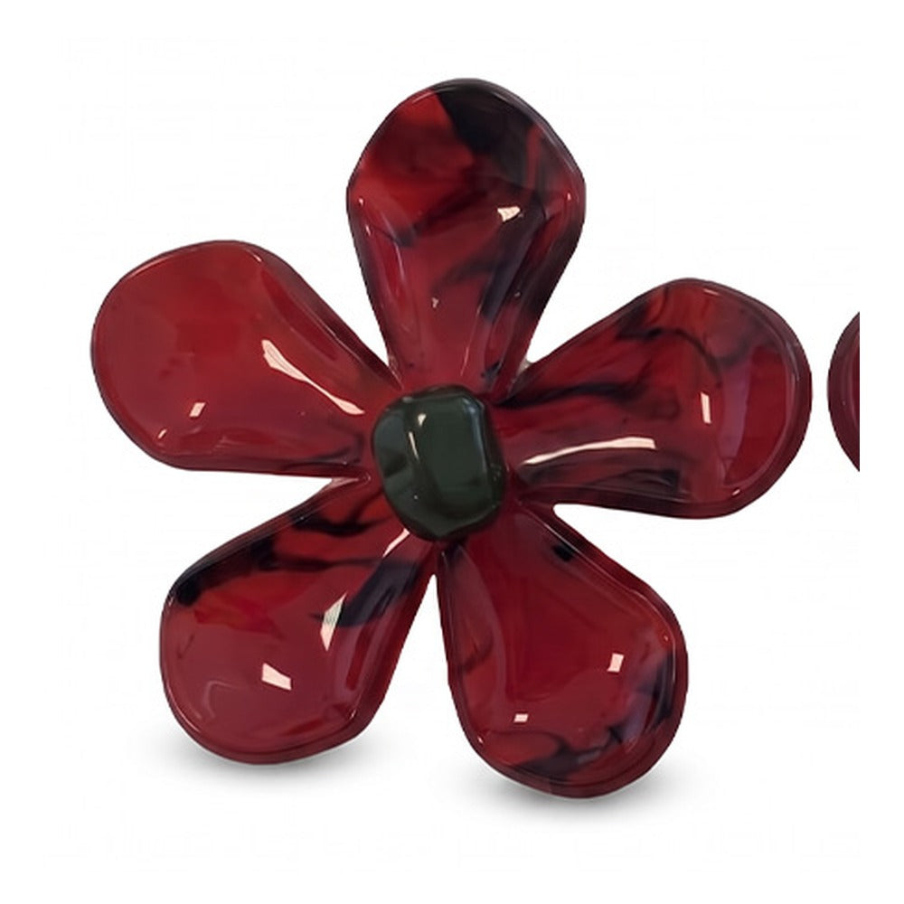 ORECCHINI PENDENTI CON FIORE ROSSO GRANDE