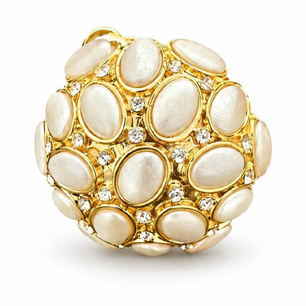 ORECCHINI A CLIP CON PERLE OVALI E STRASS