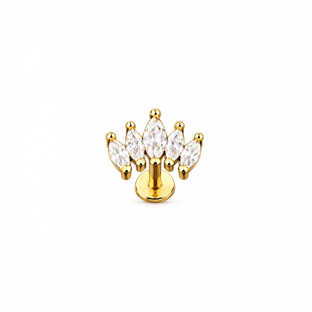 ORECCHINO PIERCING CON STRASS FORMA RAGGI CORONA