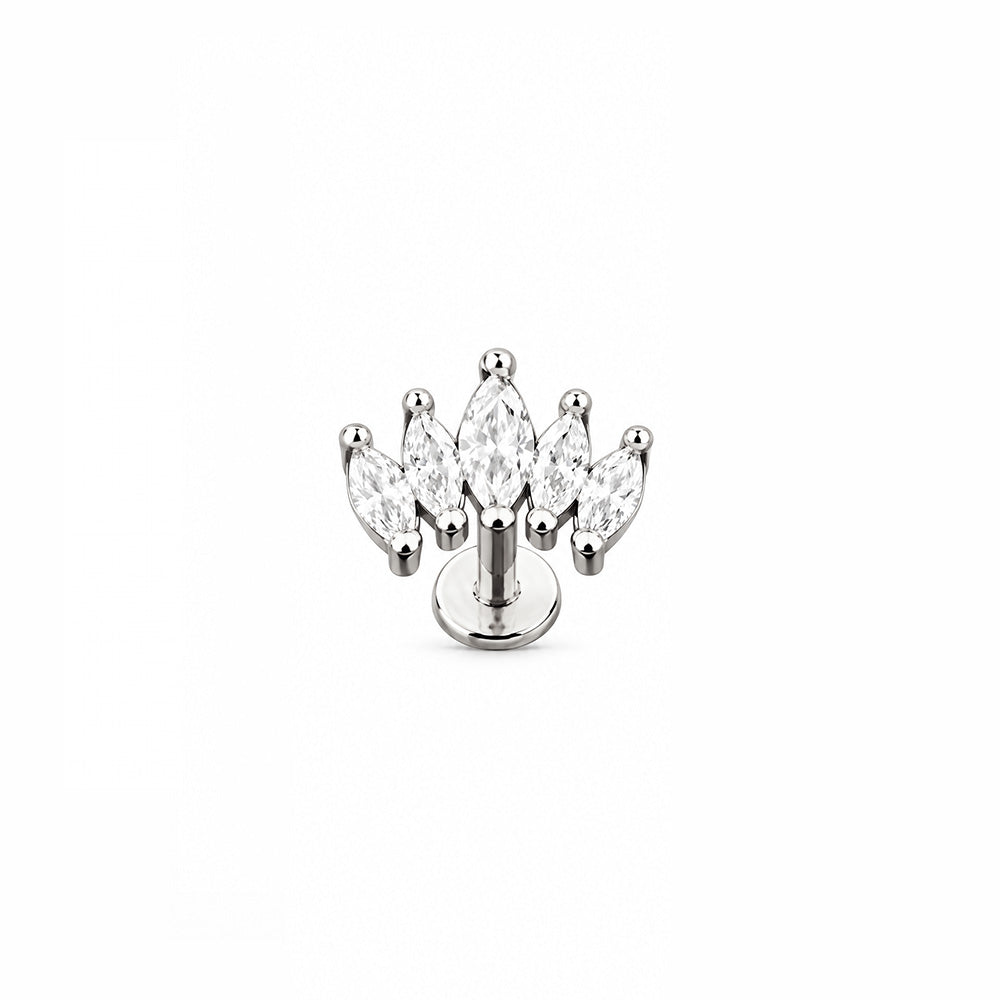 ORECCHINO PIERCING CON STRASS FORMA RAGGI CORONA