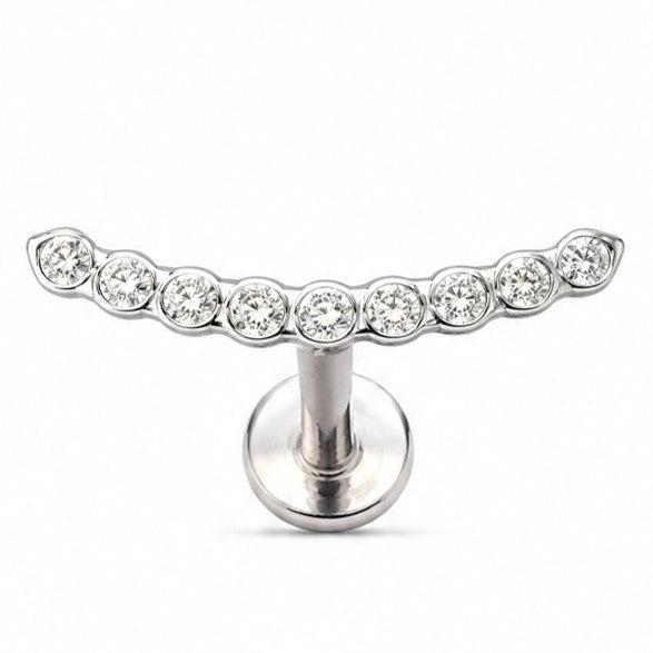 ORECCHINO PIERCING CON STRASS FORMA CURVA