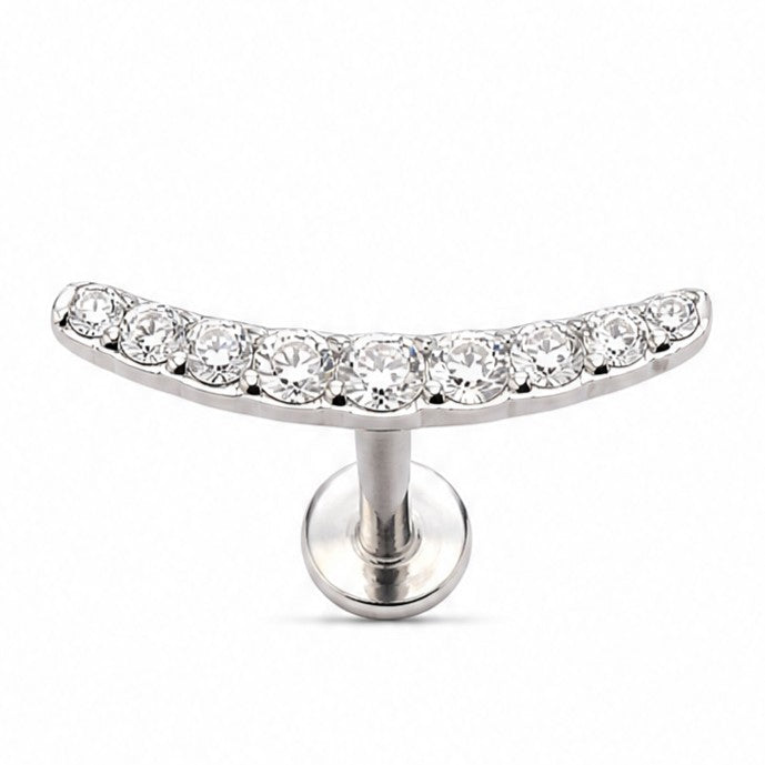 ORECCHINO PIERCING CON STRASS FORMA CURVA SEZIONE VARIABILE
