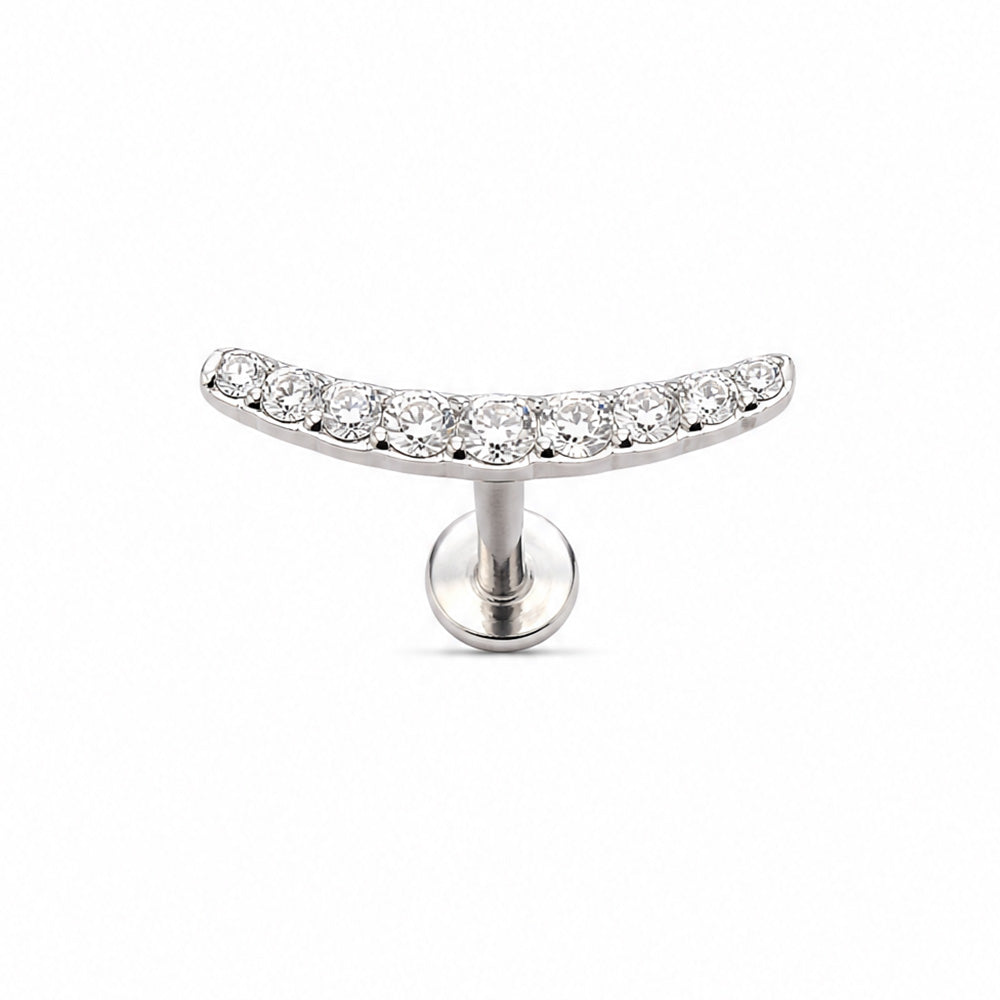 ORECCHINO PIERCING CON STRASS FORMA CURVA SEZIONE VARIABILE