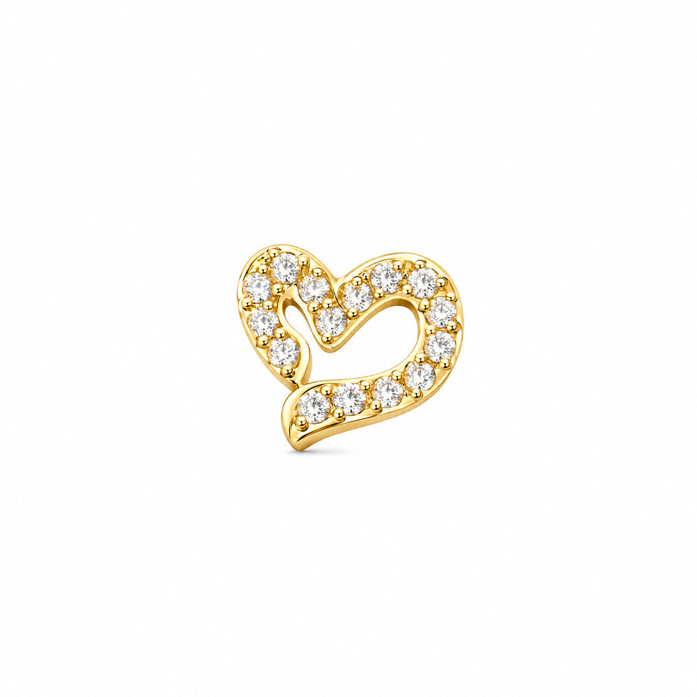 ORECCHINO PIERCING CON STRASS FORMA CUORE