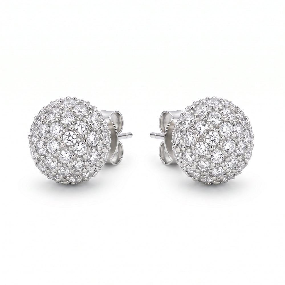 ORECCHINI A LOBO A SFERA CON STRASS CHIUSURA CON FARFALLA