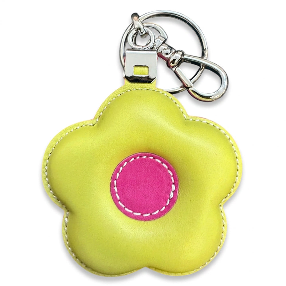 PORTACHIAVI BICOLORE IN PELLE A FORMA DI FIORE