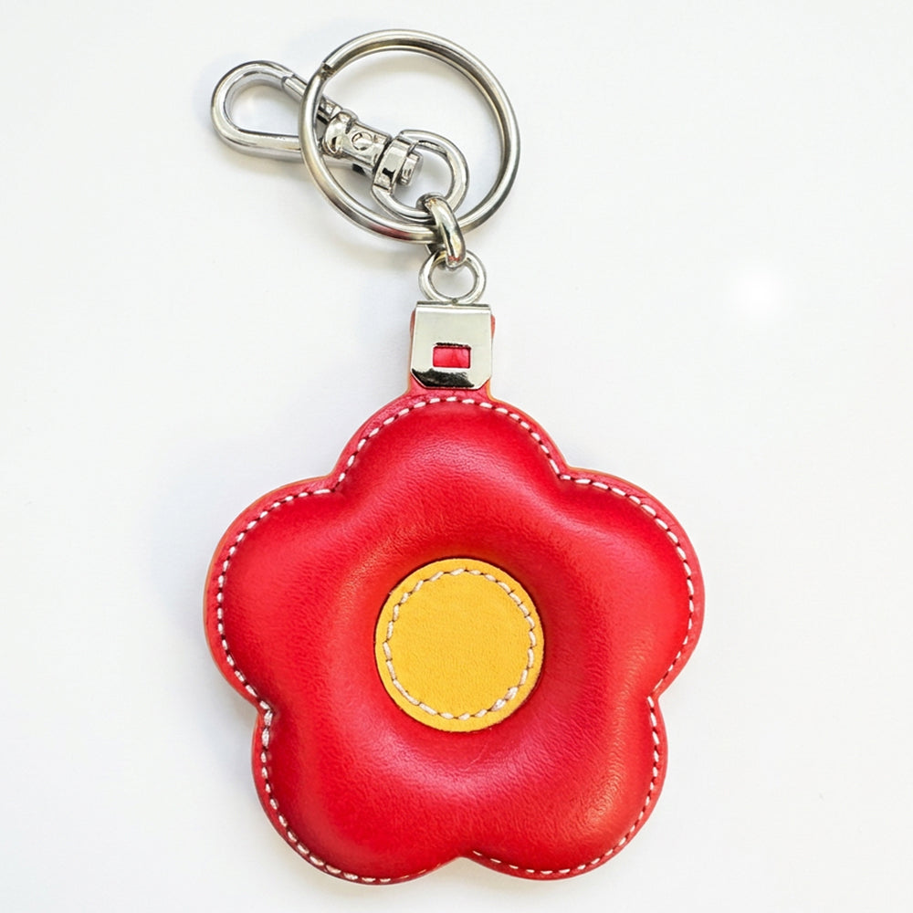 PORTACHIAVI BICOLORE IN PELLE A FORMA DI FIORE