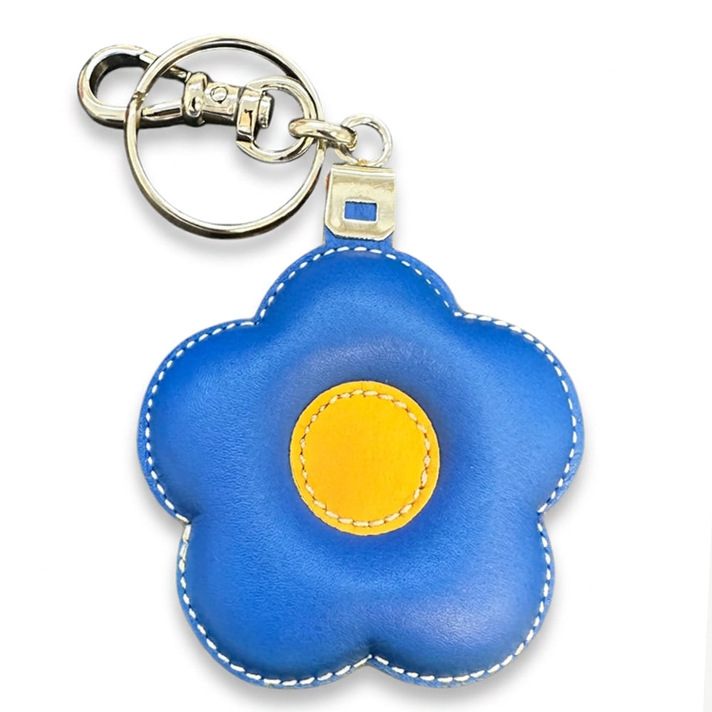 PORTACHIAVI BICOLORE IN PELLE A FORMA DI FIORE