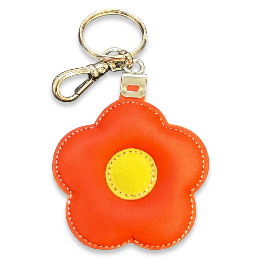 PORTACHIAVI BICOLORE IN PELLE A FORMA DI FIORE