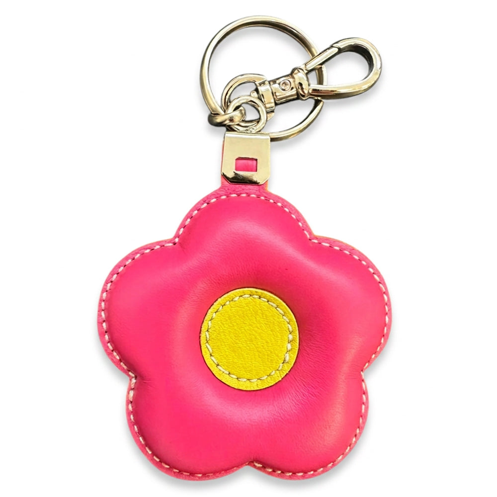 PORTACHIAVI BICOLORE IN PELLE A FORMA DI FIORE