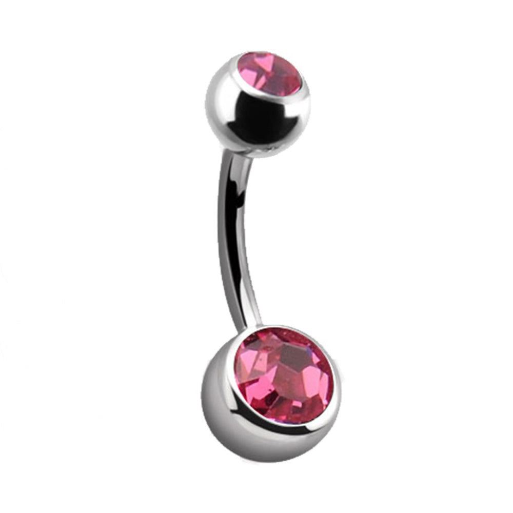 PIERCING BANANA NAVEL OMBELICO CON DOPPIO CRISTALLO