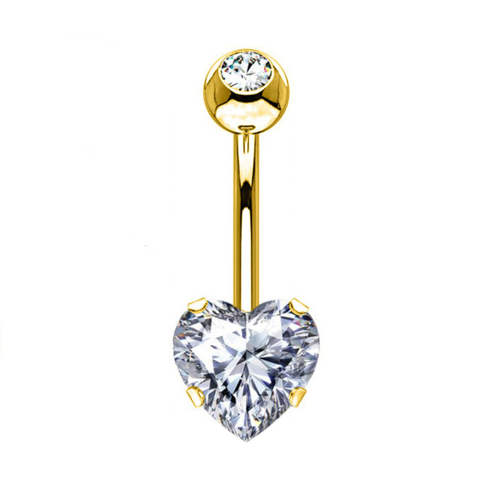 PIERCING BANANA NAVEL OMBELICO CON CRISTALLO A CUORE