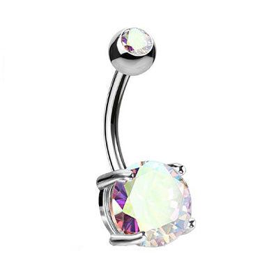 PIERCING BANANA NAVEL OMBELICO CON DOPPIO CRISTALLO
