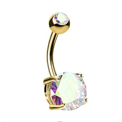 PIERCING BANANA NAVEL OMBELICO CON DOPPIO CRISTALLO