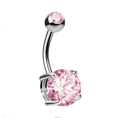 PIERCING BANANA NAVEL OMBELICO CON DOPPIO CRISTALLO