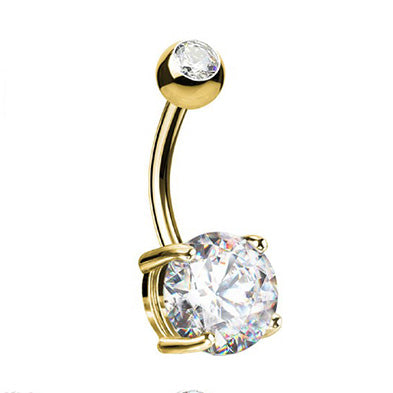 PIERCING BANANA NAVEL OMBELICO CON DOPPIO CRISTALLO
