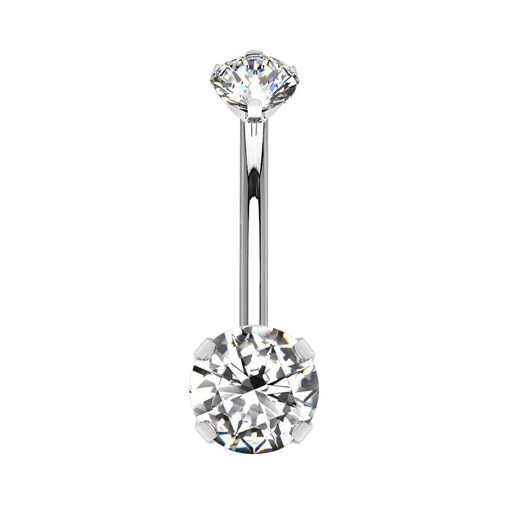 PIERCING BANANA NAVEL OMBELICO CON DOPPIO CRISTALLO