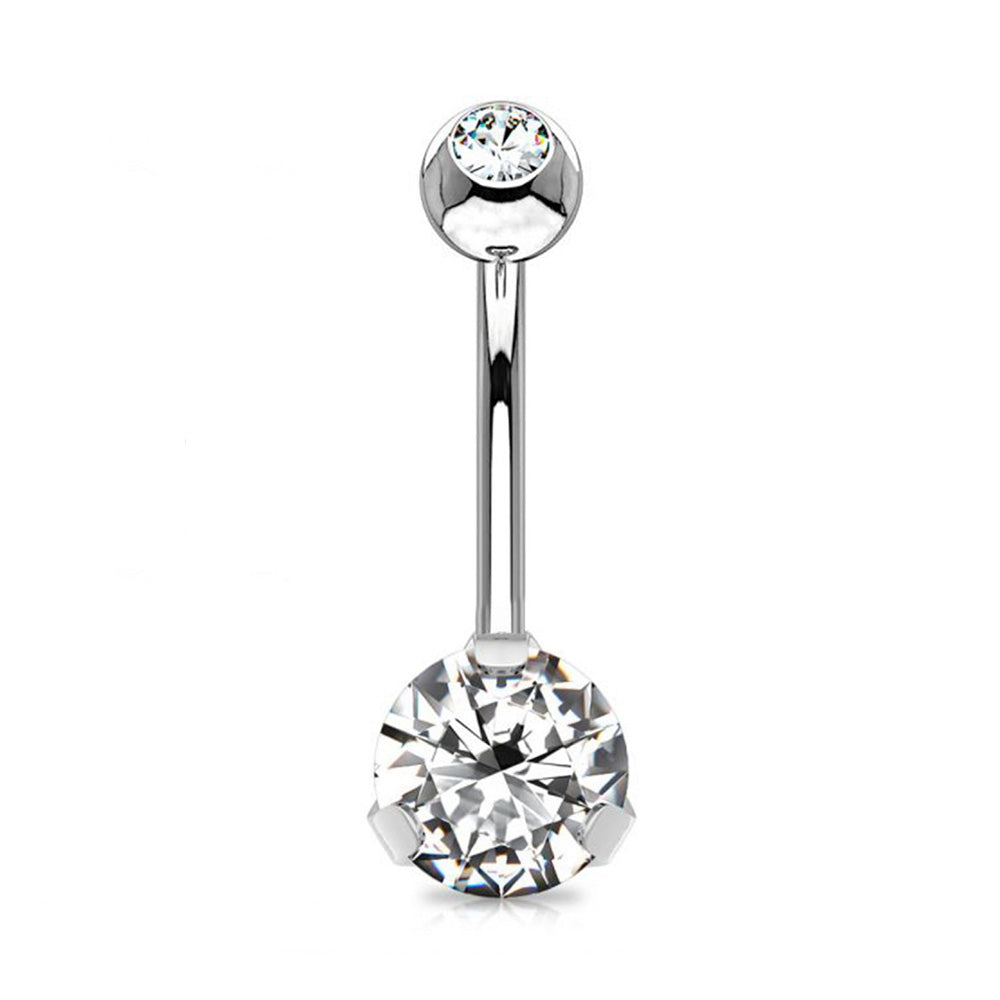 PIERCING BANANA NAVEL OMBELICO CON DOPPIO CRISTALLO