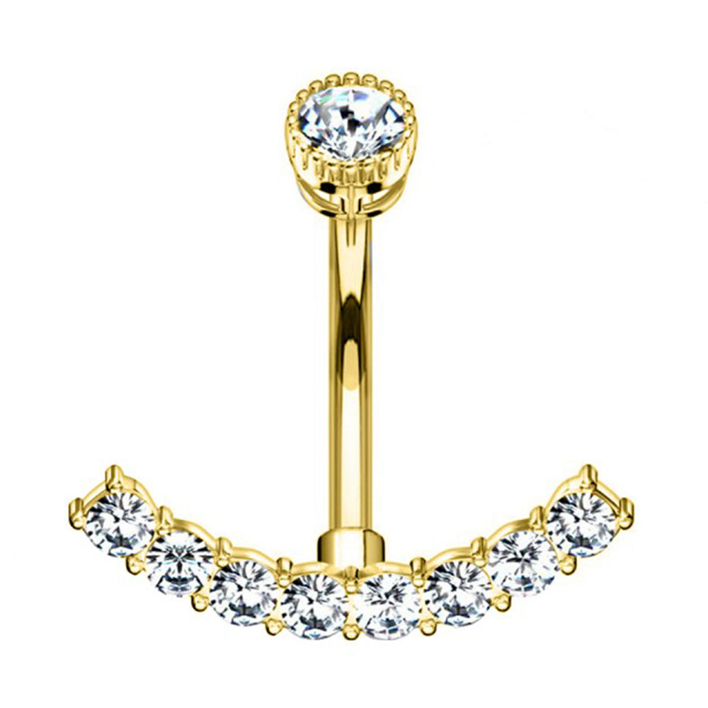 PIERCING BANANA NAVEL OMBELICO CON CRISTALLO AD ARCO