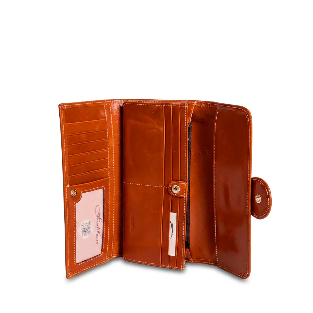 WALLET WITH TAB AND PRESSURE CLOSURE
