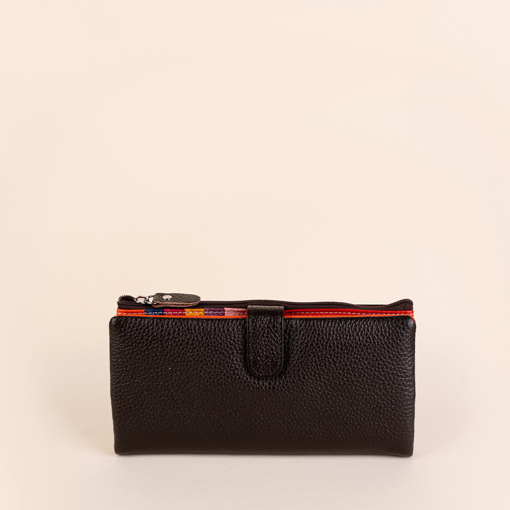 PORTAFOGLIO MORBIDO IN PELLE MARTELLATA CON SCOMPARTI INTERNI COLORATI