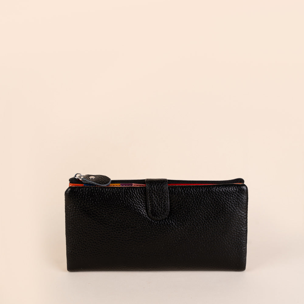 PORTAFOGLIO MORBIDO IN PELLE MARTELLATA CON SCOMPARTI INTERNI COLORATI