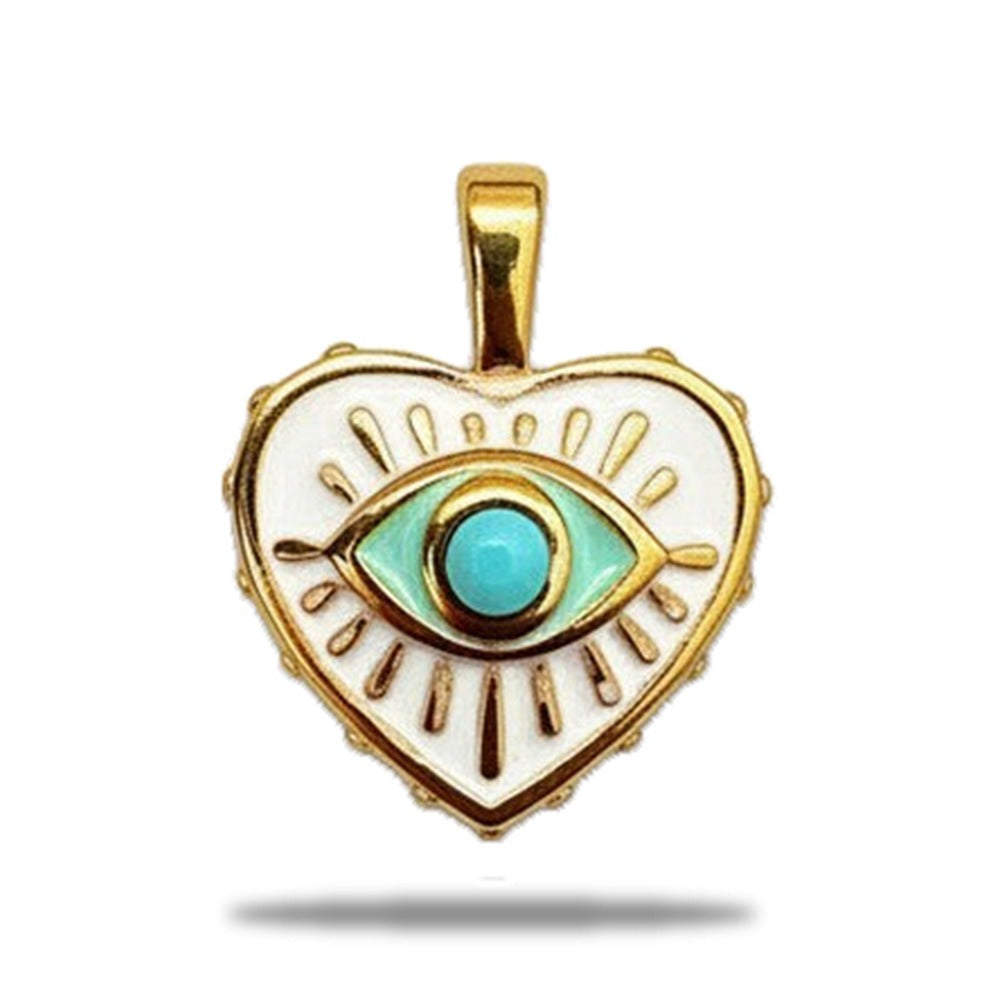 CHARM CUORE CON OCCHIO E SFONDO BIANCO