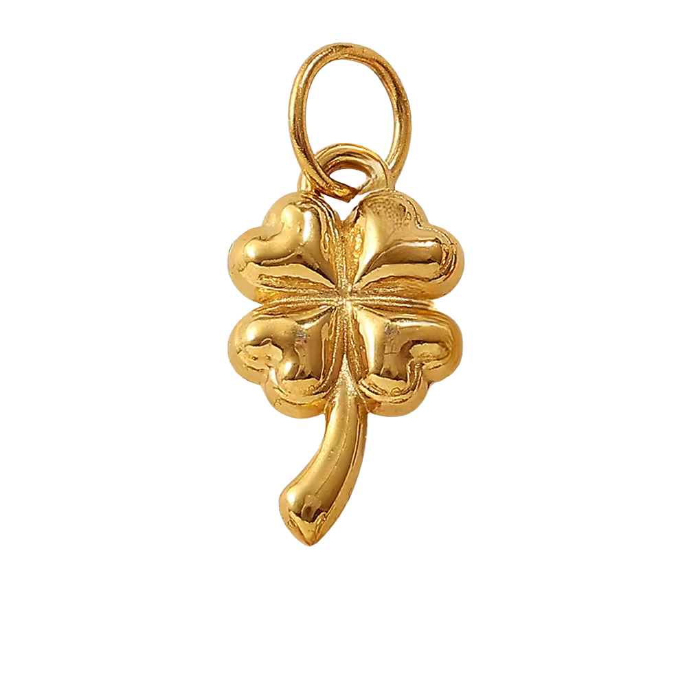 CHARM QUADRIFOGLIO IN ACCIAIO PLACCATO ORO