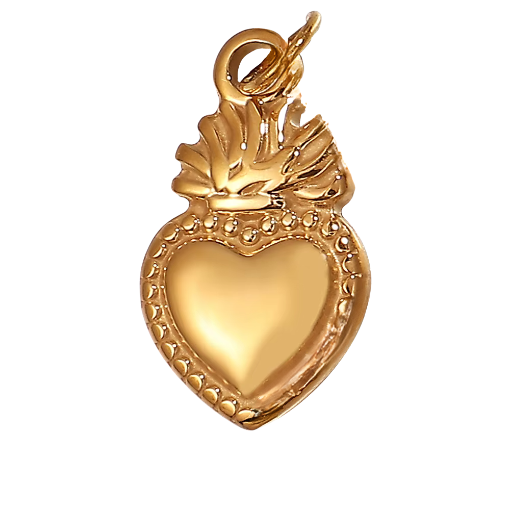CHARM CUORE SACRO IN ACCIAIO PLACCATO ORO