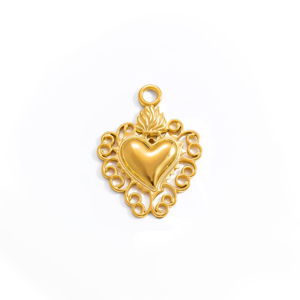 CHARM CUORE SACRO IN ACCIAIO PLACCATO ORO