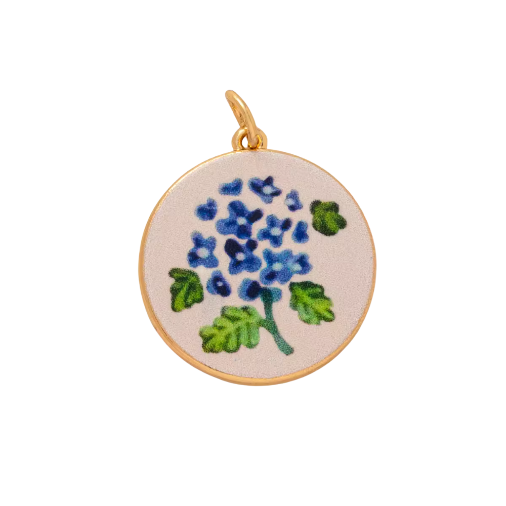 CHARM TONDA ORCHIDEA SMALTATO IN ACCIAIO PLACCATO ORO